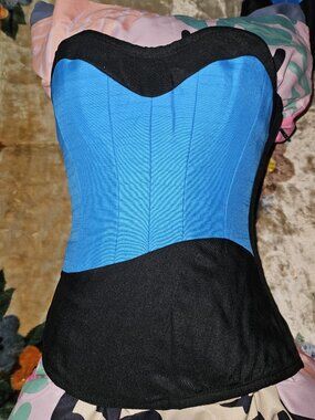 LARGE/28" STAR TREK TINY DANCER UNIFORM CORSET TOP SCIENCE OFFICER BLUE/BK